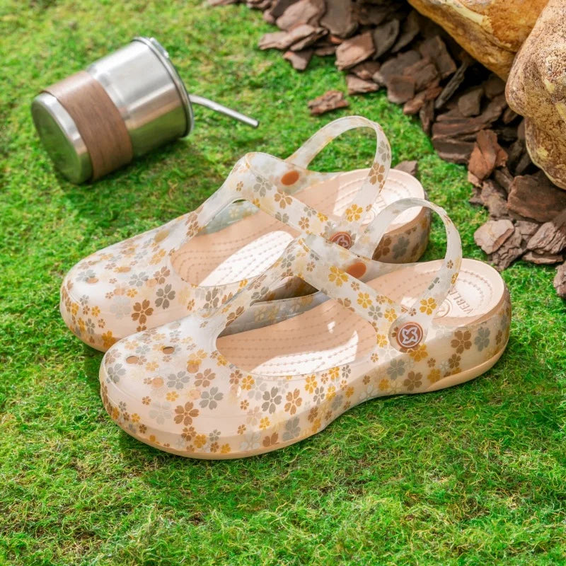 35-40 Womens Sandals Summer Shoes Mules Clogs Female Slippers Mujer Garden Zapatos Soft Bottom Breathable Flower Beach Footwear