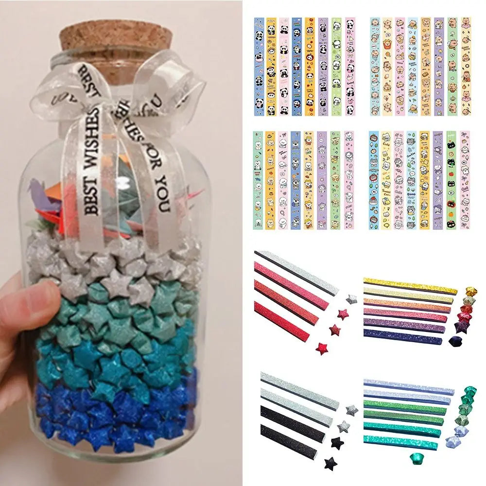 540 Sheets Colorful Star Origami Paper Single Sided Art Craft Star Paper Strip Best Wishes Cartoon Lucky Star Origami Kids Gift