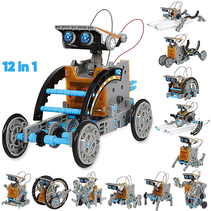 STEM Robot Kit 12 in 1 DIY Science Experiment Educational Learning Toys Engineering Technological Gadgets Gift for Kids Teens