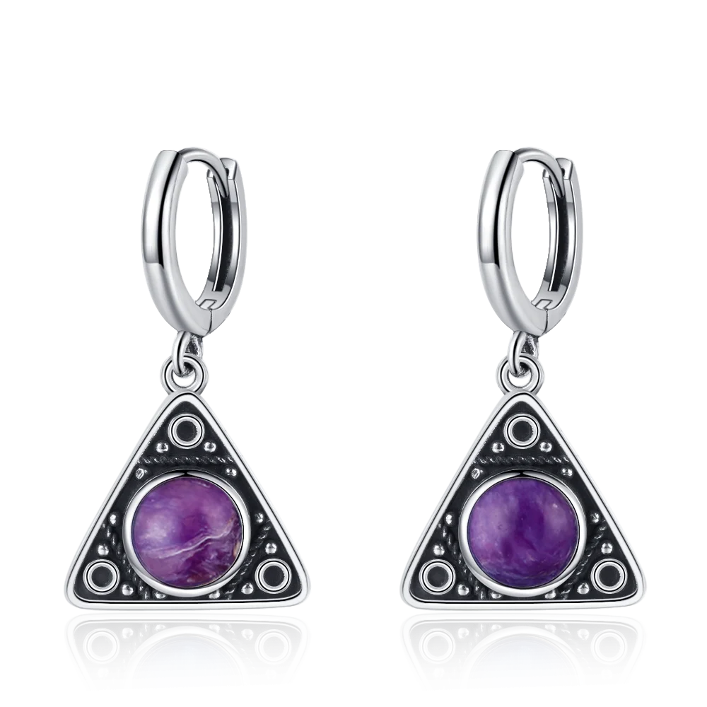New Elegant Natural Kyanite S925 Silver Drop Earrings for Women Vintage Jewelry Wedding Engagement Hoop Earrings Gifts