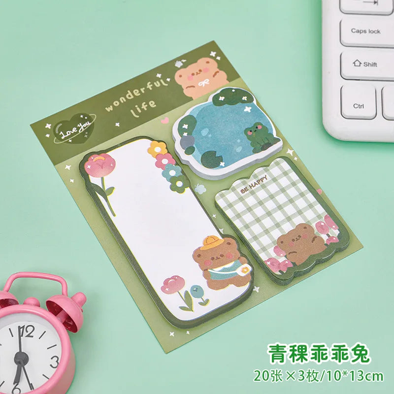 60sheets Sticky Notes Cute Cartoon Colorful Memo Pad Ins Kawaii Stationery Posted Tabs Its Memo Message Paper School Supplies