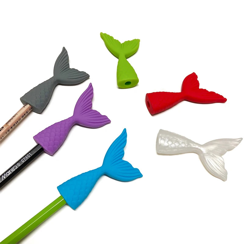 5PCS Silicone Pencil Topper Fun Silicone Baby Teether Pencil Cap Sensory Toy for Kids Children Autism ADHD Chew Tools
