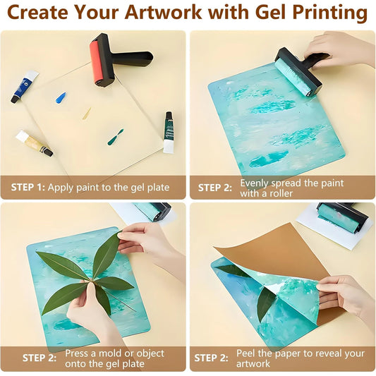 Gel Plate For Paintmaking A4&A5 Size Material With Dual Use Stencils Art Monoprinting Craft Scrapbook Media Gel Printing