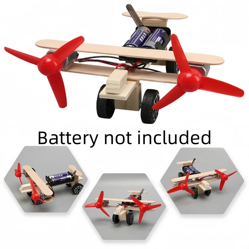 DIY Twin Engine Taxiing Aircraft Toy Kids Physics Science Toys Experimental Tool STEM Kit Learning Educational for Kid Gift