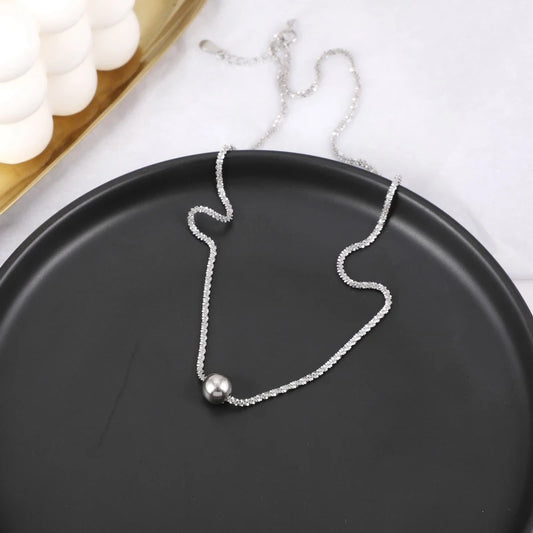 New S925 Silver Sparkling Necklace Women Trendy Ball Clavicle Chain Choker Girls Korean Wedding Party Fine Jewelry Accessories