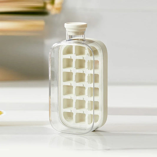 Ice Cube Tray Press Ice Maker with Lid Food Grade Cooling Ice Mold 2 in 1 Ice Straw Water Bottle for Summer Cooling Drinks