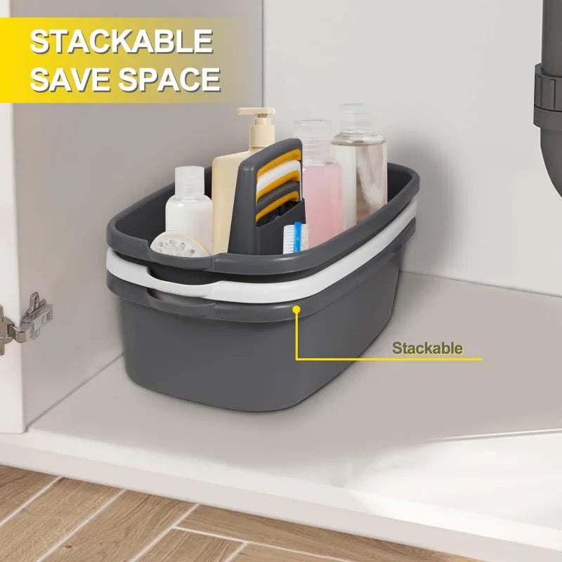 Cleaning Caddy Organizer with Handle, Plastic Tool Storage Cleaning Supply Caddy for College Dorm, Kitchen, Garden, Under Sink