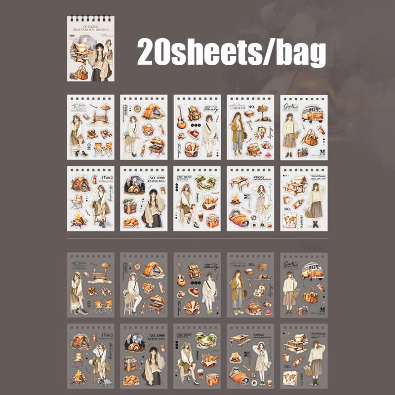 20 Sheets Career Sticker Book for Journal Scrapbooking DIY Planner Phone Case Decoration Kids Adults Craft Art Supplies