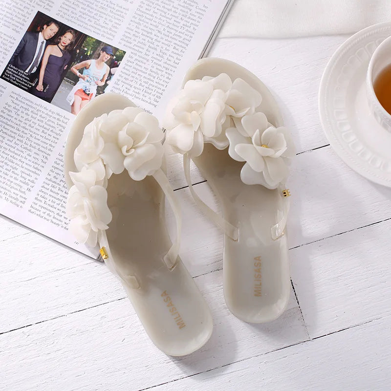 Comemore Summer Women's Shoes 2025 Flip Flops Women Slippers Female Beach Sandals with Floral Ladies Jelly Shoes Sandalias Mujer