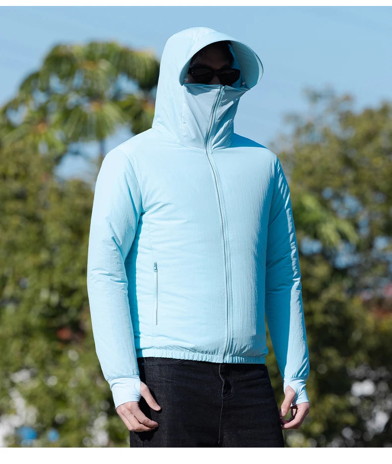 Summer Hooded Air-Conditioning Workwear with Fan Cooling, Outdoor Temperature-Reducing Breathable Hat-Brim Sun Protection Clothi