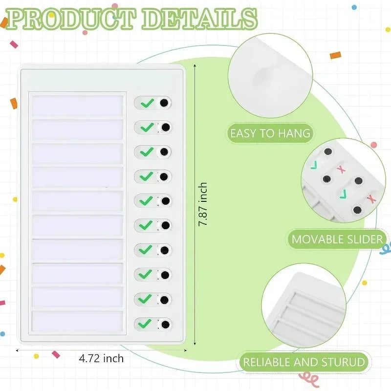 Kids Chore Chart with 10 Papers Chore Chart Plastic Checklist Board DIY To Do List  for Home Routine Planning Blank Paper