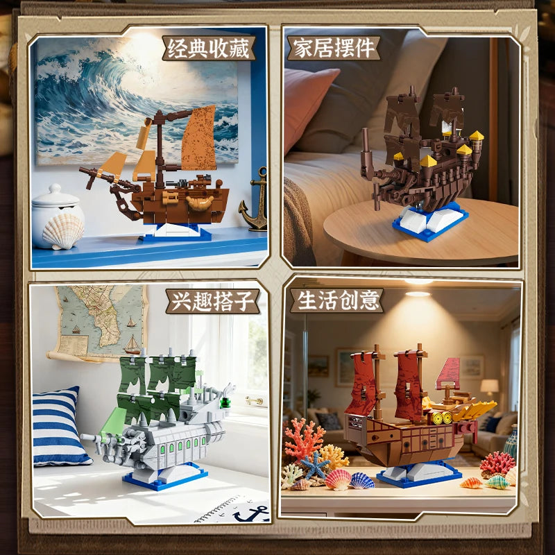 Mini Pirate Ship Building Blocks, The Black Pearl Model Bricks, Creative STEM Educational Toy Gift for Boys Kids
