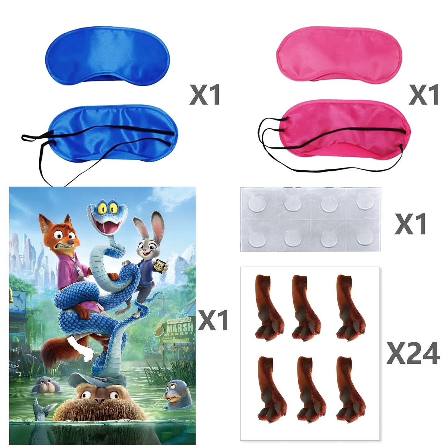 Zootopia Birthday Party Favor Kids Party Gift Favor Stamp Slap Bracelets Stickers Gifts Bag Keychains Paper Bags Baby Shower