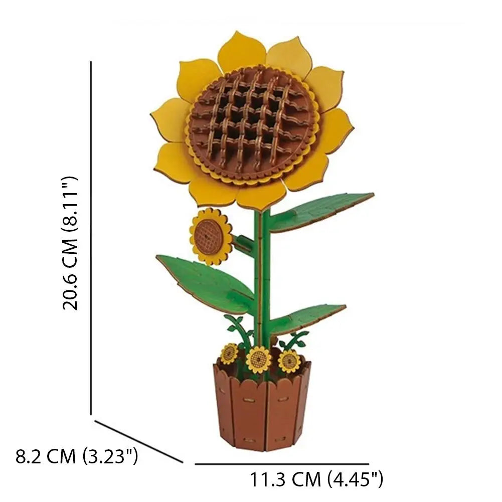 3D Wooden Puzzles,Flower puzzle DIY Artifical Flower Building Set Craft Kit Flower Building Blocks Valentine's Day Birthday Gift