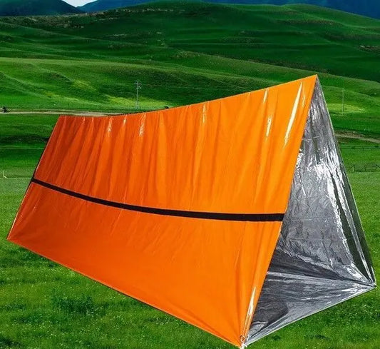 2 Person Emergency Shelter Bivy Survival Tent Kit Mylar Tube Tent Sleeping Bag Waterproof Outdoor SOS Thermal Blanket Reusable