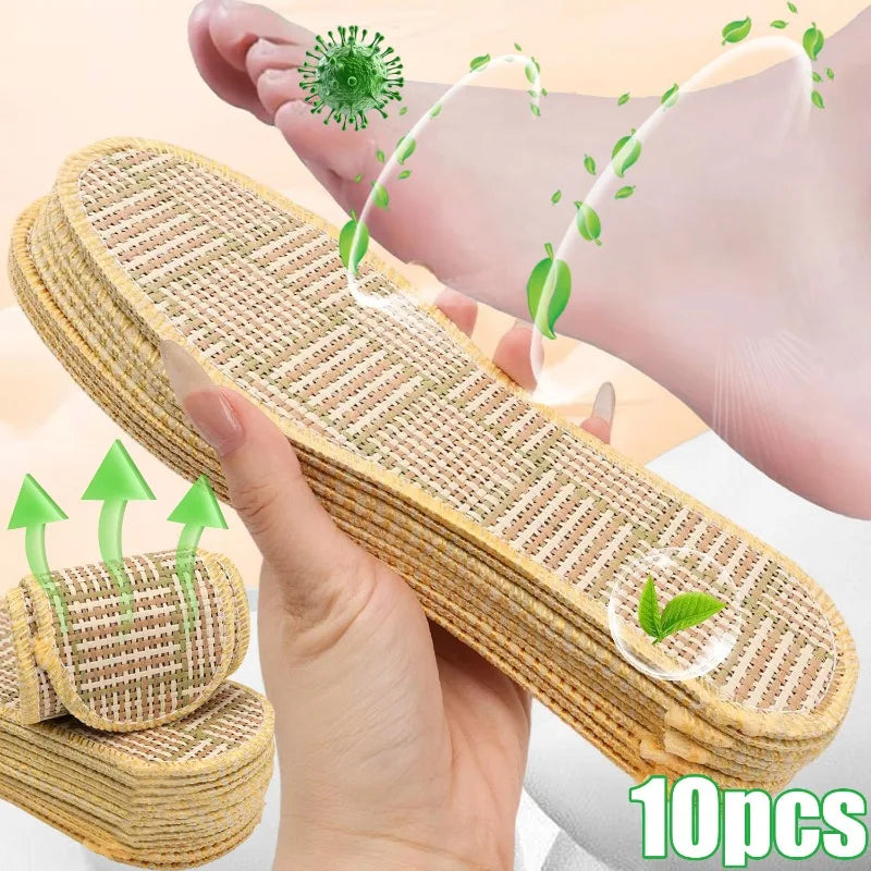 Summer Bamboo Wood Cooling Mat Insoles Double-layer Shoe Pads Deodorant Breathable Shoe Inserts for Men Women Foot Care Kit