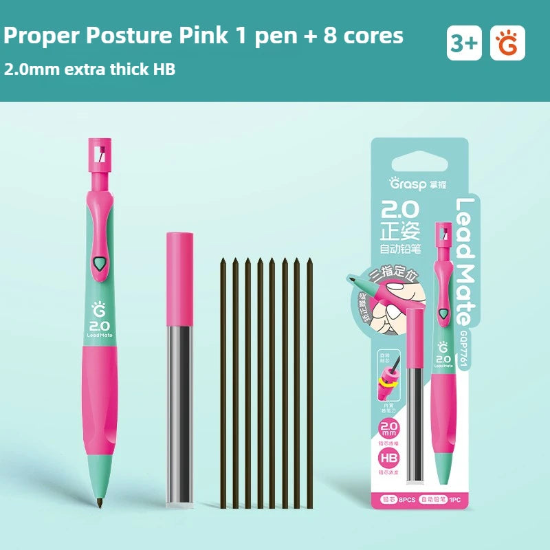 GRASP 2.0mm Mechanical Pencil Set Posture Correction Anti-Break Lead for Kids Children Writing School Supplies Korean Stationery