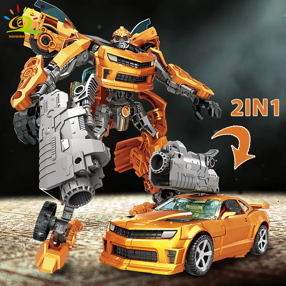 2IN1 Transformation Toys Robot Car Alloy Plastic Movie Anime Action Figures Deformed Mecha Warrior Model Toy for Children Gifts