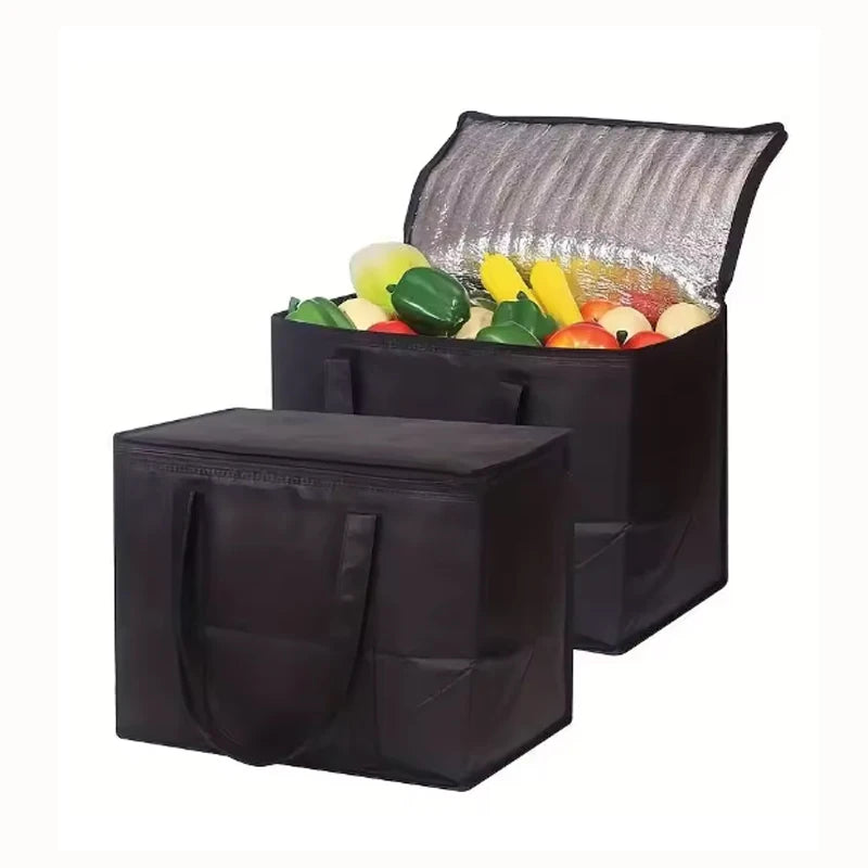 Large Capacity Insulated Grocery Bags Foldable Reusable Soft Cooler Bag Lightweight Hot Cold Takeout Food Delivery Bag NEW