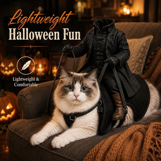 Headless Rider Pet Costume – 3D Halloween Riding Outfit for Cats & Dogs