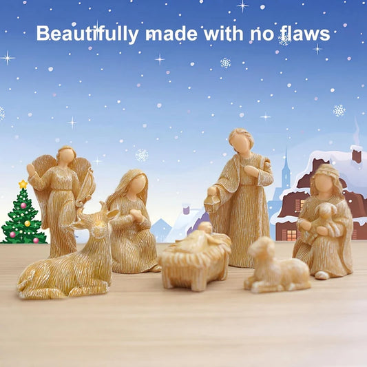 Christmas Nativity Set, Set Gift Ornaments Crafts Decoration, Living Room Bedroom Decorative Accessories-ABHG