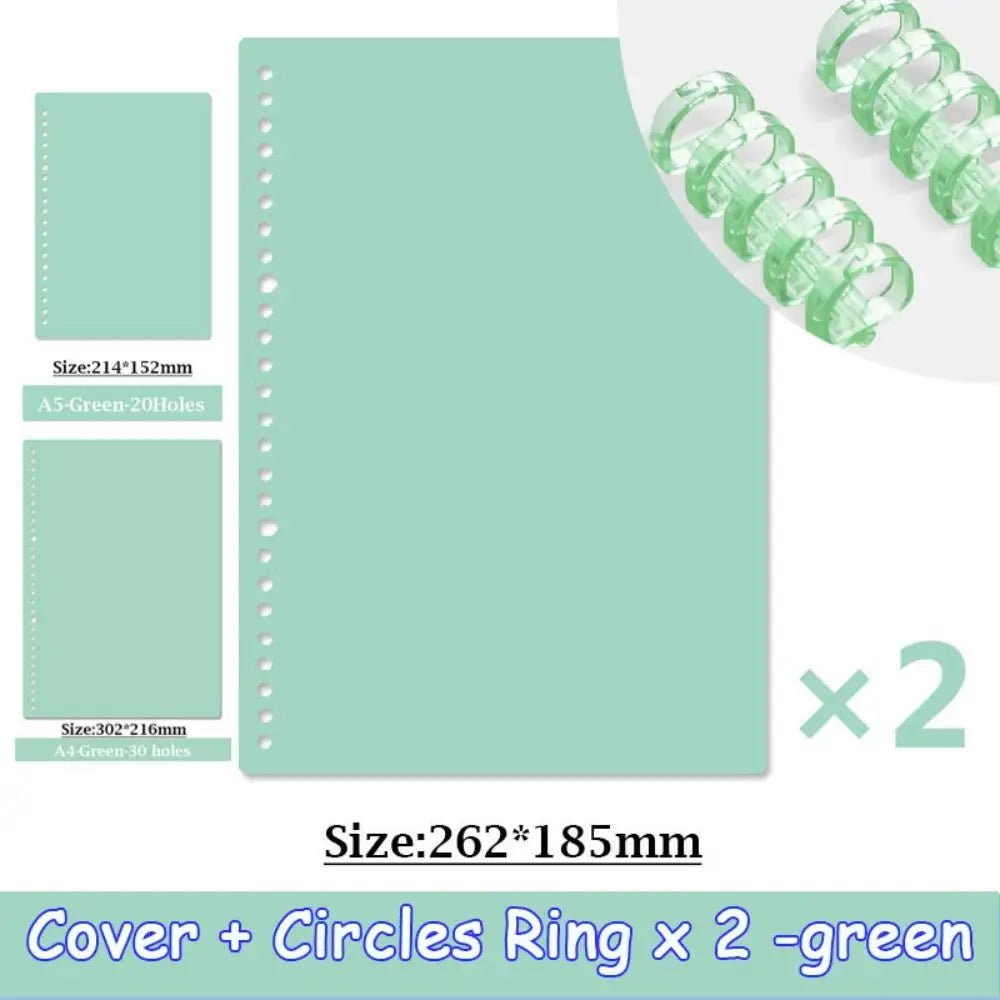 4Pcs PP Loose-leaf Book Cover A4 A5 B5 Transparent DIY Loose Leaf Notebook Colorful Binder Spiral Ring Office School Supplies
