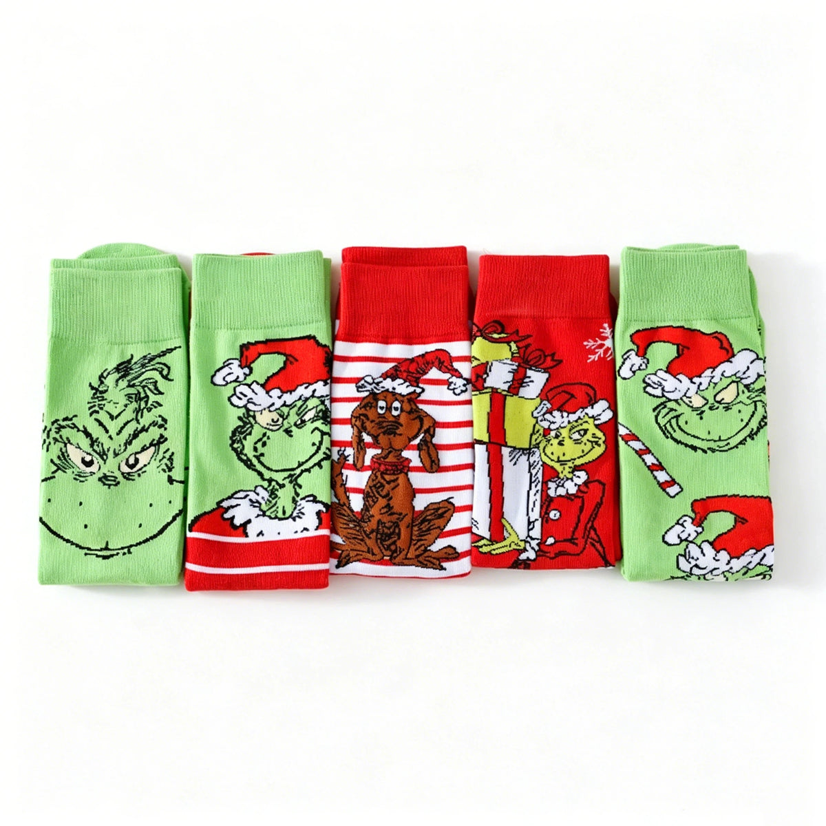 5 Pairs of Novel and Interesting Christmas Cartoon Women's High Socks Breathable Cotton Printed Couple Knitted Gift Socks