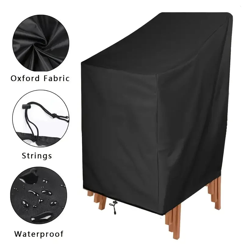 1pc Premium Waterproof Stacking Outdoor Chair Cover - Durable 210D Cloth Lounge Chair Protector with Weather Protection