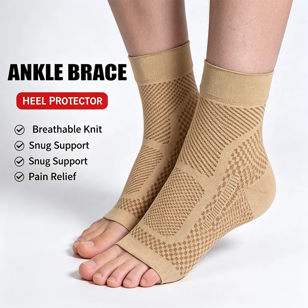1Pair Ankle Brace Compression Sleeve - Plantar Fasciitis Sock,Foot Arch Support& Heel Spur Pain.Injury Recovery Braces for Sport