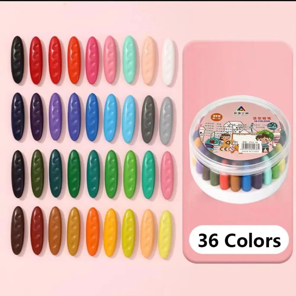 12/24/36 Colors Children Do Not Dirty Hands Plastic Crayon Set Creative Painting Tools Peanut Shaped Washable Erasable