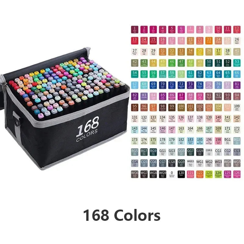 24-168 Colored Marker Pens Set Manga Brush Pen Drawing sketch Kawaii Art School Supplies Stationery Paint Lettering Markers