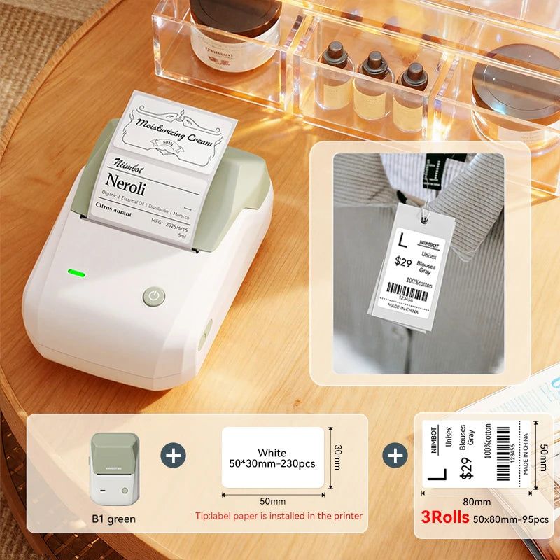 NIIMBOT B1 Portable Thermal Printer With Tapes 2 Inch Adhesive Label Printer Mini Bluetooth Sticker Maker Support Smartphones PC