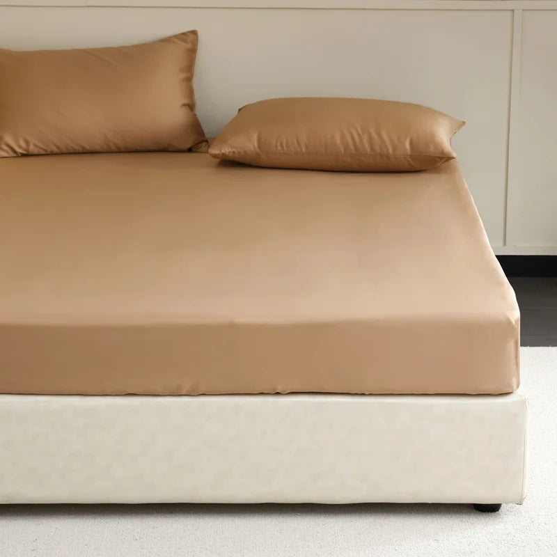 Mulberry Silk Fitted Bed Sheet with Elastic Bands Luxury Mattress Cover Single Double King Queen Size Bed Cover 100/140/200/220