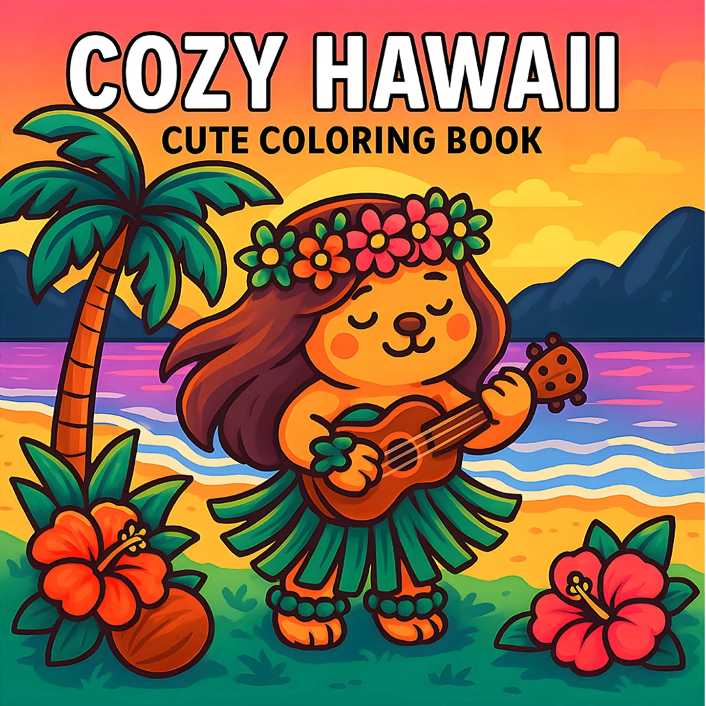 Cozy Hawaii Coloring Book for Adults And Students Featuring Puzzle Stress Relief for Relaxation Kids DIY Painting Drawing Books