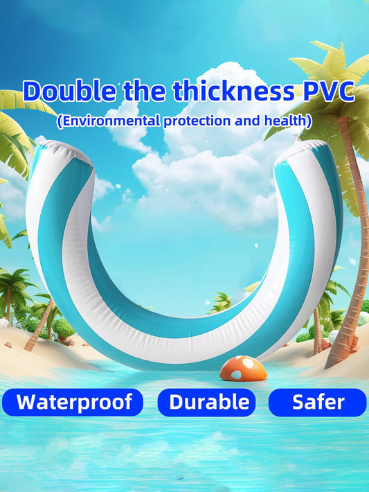 1pc New Striped U-Shaped PVC Inflatable Swimming Ring，Arch Shape Design Swimming Pool Float，Summer Beach & Pool Party Essential