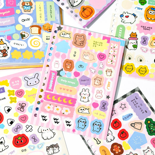 1600+ Materials, 32 Cute Animal Sticker Books, Double Spiral Binding with Built-In Die-Cutting, DIY Decoration Sticker Material Books for Journals/Water Bottles/Notebooks, Etc
