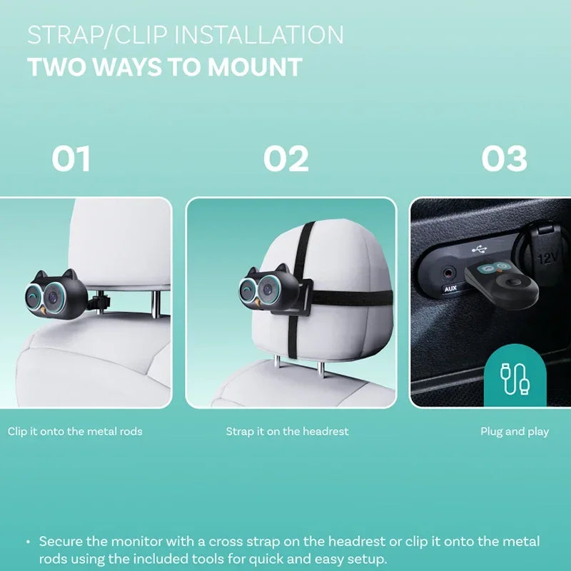 Ottocast Cabin Care Wireless Carplay Adapter Baby Car Camera for Backseat 1080P 150° Wide Angle Night Vision Back‑Seat Monitor