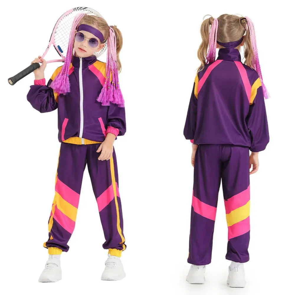 Fantasia 80s 90s Costume Girls Kids Children Disco Party Cosplay Boys Girls Hip-Hop Vintage Rock Halloween Carnival Clothes