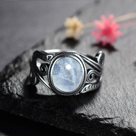 Natural 8x10MM Tiger's Eye Rings Vintage S925 Silver Finger Ring for Women Gift Luxury Rhodochrosite Stone Jewelry