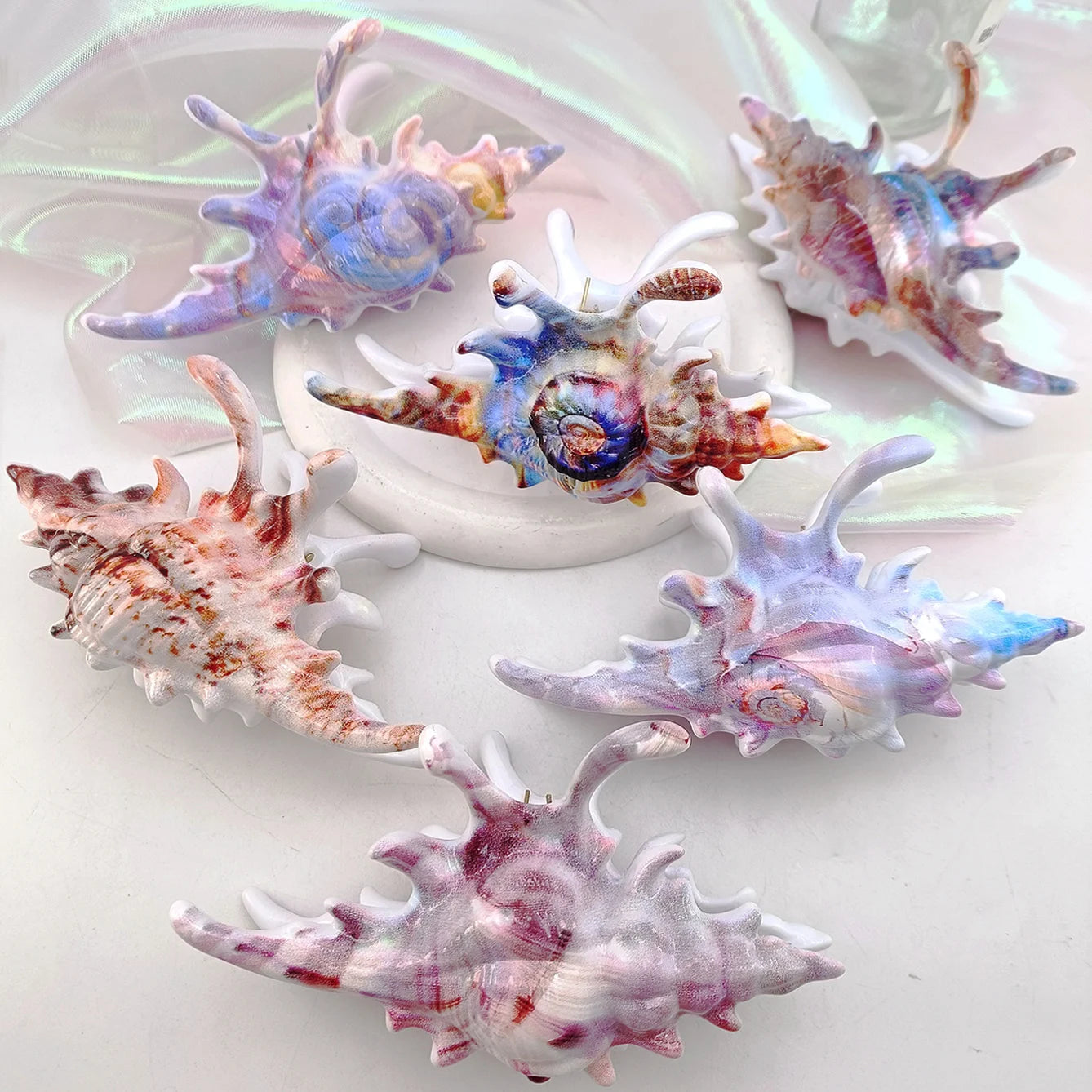 High Quality Plastic Wave Crab Claw Clips conch ocean design Shark Hair Clips Geometry High Ponytail Barrette Hairpin