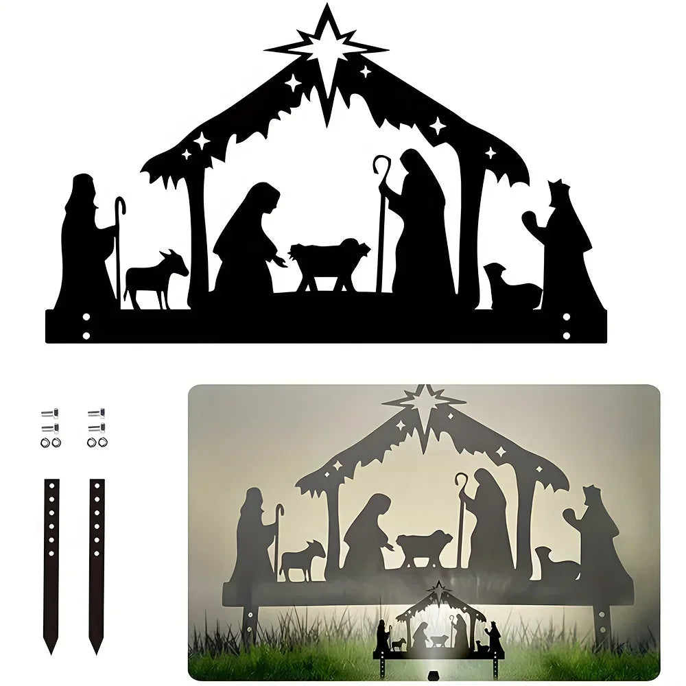 Nativity Metal Projection Ornament – Outdoor Christmas Eve Garden Decoration