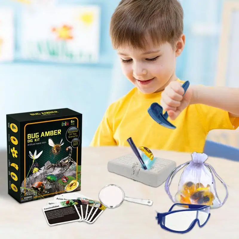 Excavate Fly Toys Kit Amber Excavation Toys Fly Model Interactive STEM Toy Science Kits Educational Toys Dig Set Animal