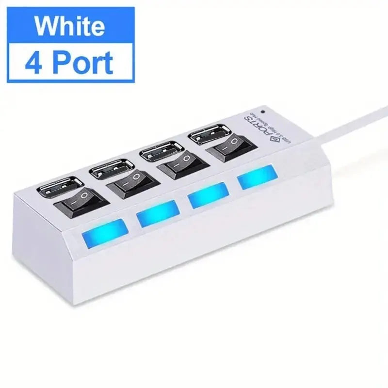 USB Hub 7 Port Multi USB Splitter Power Adapter Multiple Expander With On Off Switch For PC Laptop MacBook Accessories