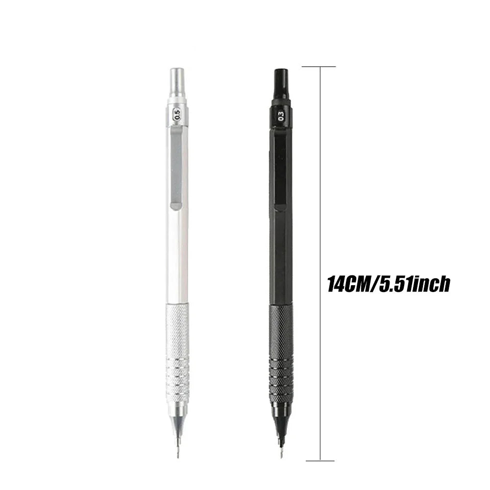 Metal Mechanical Pencil Set with 2B Lead Refill Drafting 0.5 0.7 0.9 2.0 MM Automatic Pencil For School Writing Art Supplies