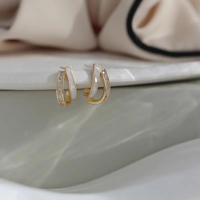 2025 Summer New Artificial Fantasy Crystal Circle Ring Buckle Pendant Earrings for Women's Luxury Jewelry Unusual Accessories