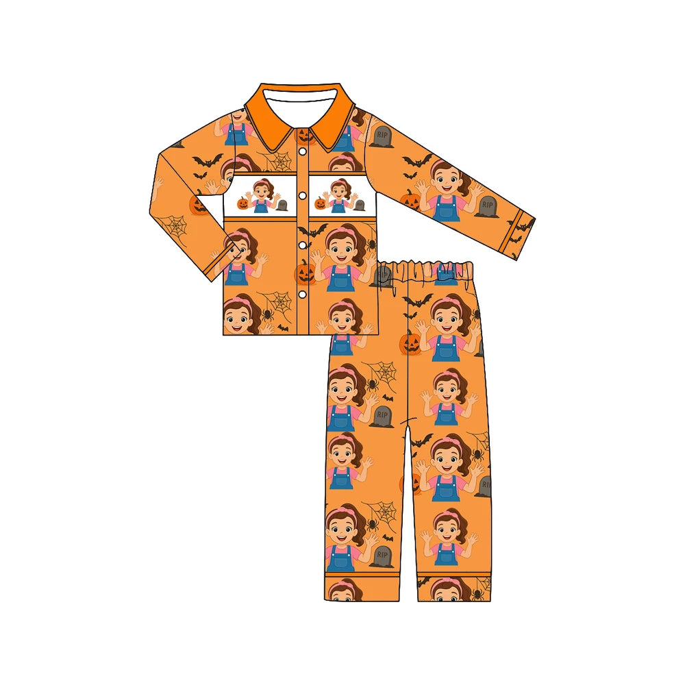 Wholesale Baby Halloween Pajamas Sets Boutique Kids Cartoon Pumpkin Sleepwear Girls Boys Outfits