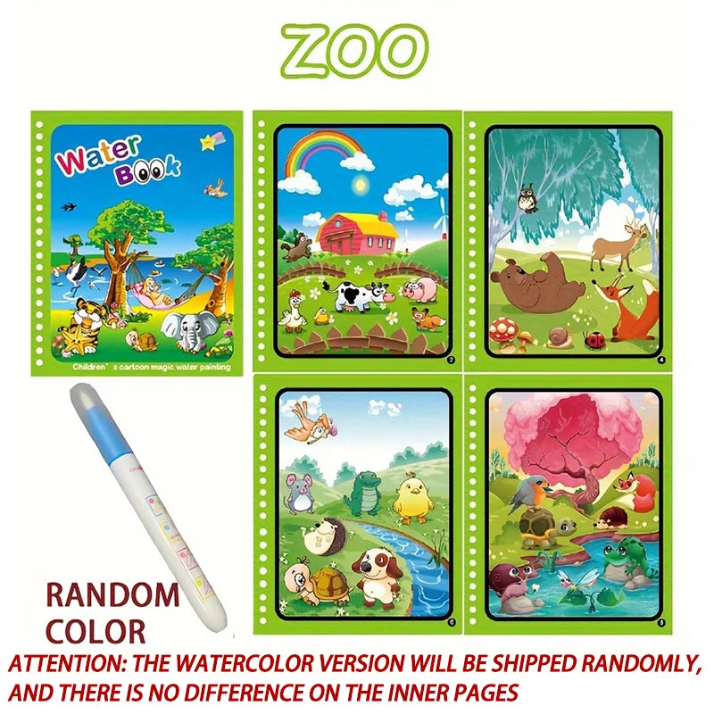 1pc Reusable Water Drawing Book Magic Water Book Mess-Free Magic Painting Pad with Refillable Water Pen Learning  Education Toy