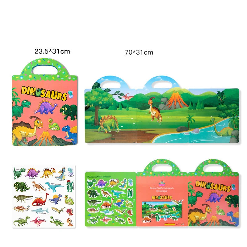 Reusable Bubble Sticker Book for Kids - Multi-Themed Educational Learning Activities, Washable & Safe Toddler Stickers