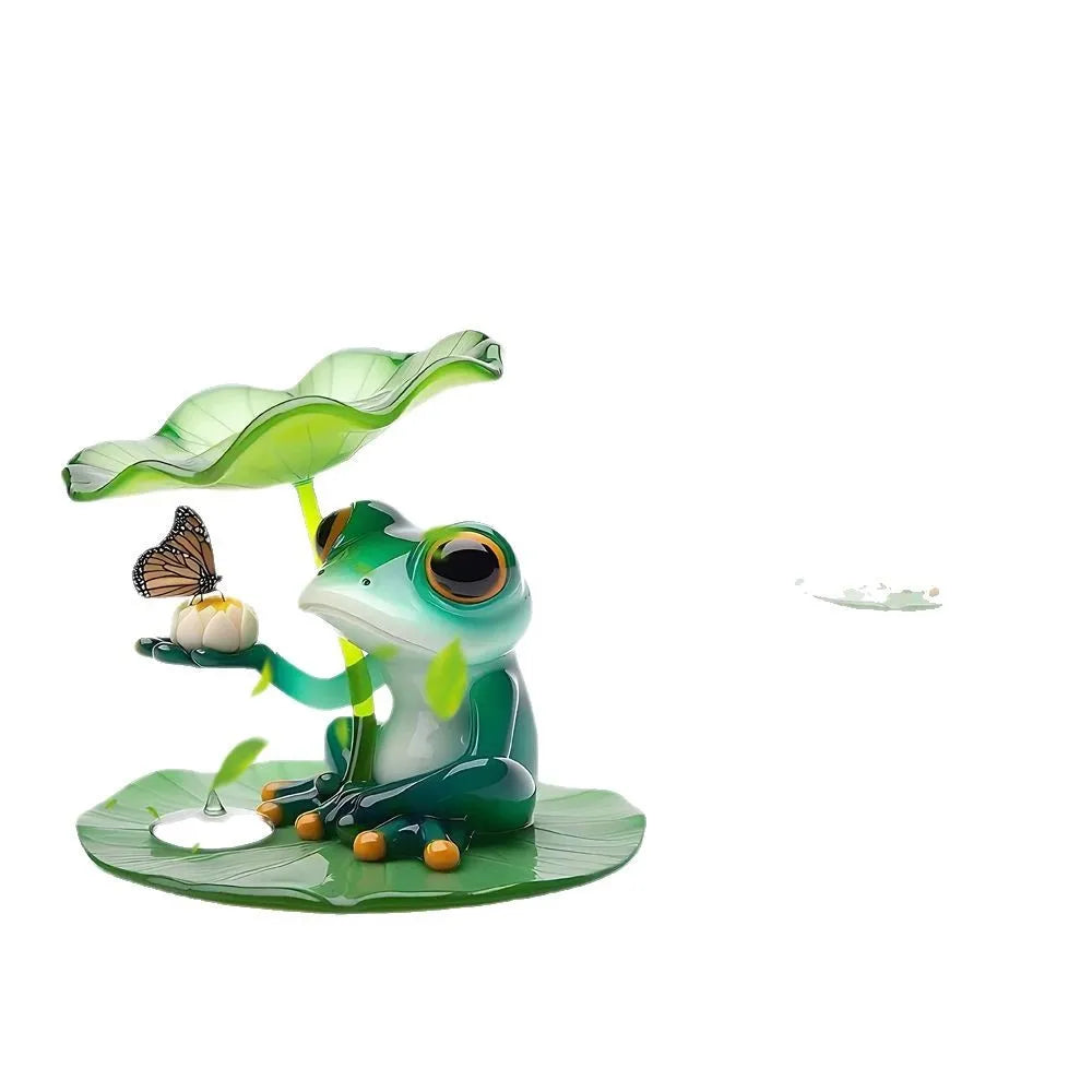 1pcs Small Fresh Summer Riverside Cooling Frog 2D Flat Acrylic Bedroom Office Desktop Decoration Ornament