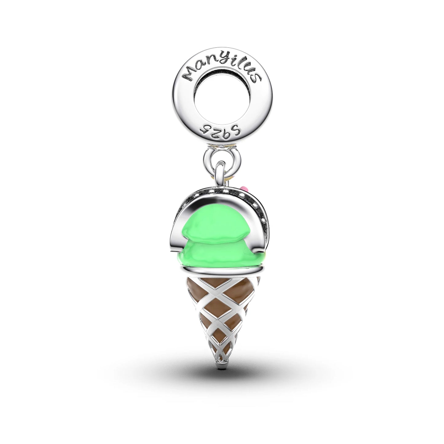 New S925 Sterling Silver Scoop Ice Cream Charms Pendant, DIY Beads for Original Bracelet Necklace Making Jewelry Gift for Women